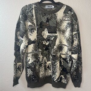 Avirex Black and White Crewneck Sweater